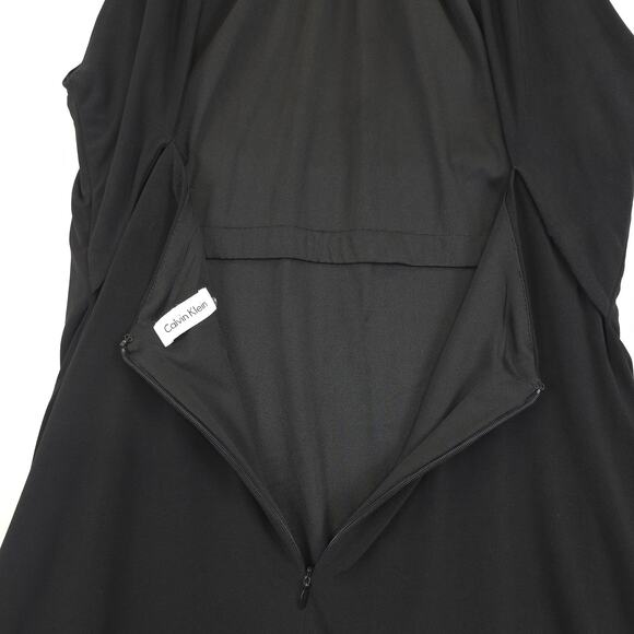 Calvin Klein Halter Dress Women 8 / 10 Black Gold Neck Accent Open Back Festive - Picture 11 of 15